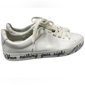 SCHUTZ White Sneakers with Script Detail When Nothing Goes Right Size 9